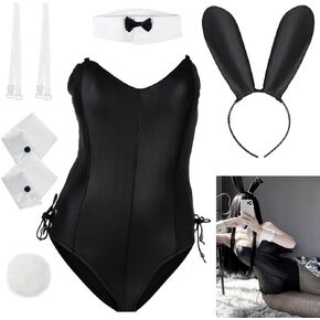 مجموعة أزياء COYLINK النسائية الأرنب فتاة Senpai التأثيرية، مجموعة جوارب طويلة شبكية من قطعة واحدة لفتاة الأرنب المتحركة (مقاس L) in Kuwait