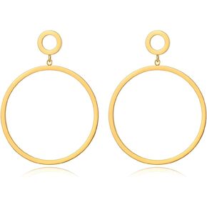 Black Gold Geometric Drop Dangle Earrings for Women Waterdrop Oval Circle Link Stainless Steel Dangle Earrings Trendy Jewelry Gifts for Women Girls