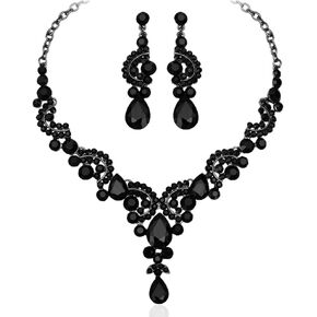 CSY Elegant Crystal Bridal Necklace Earrings Set Rhinestone Wedding Party Costume Jewelry Sets for Brides Bridesmaid Women