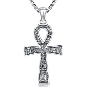 AUDINCEED عنخ الصليب قلادة 925 الفضة الاسترليني عنخ قلادة الصليب قلادة تميمة قلادة المجوهرات المصرية القديمة المجوهرات الأفريقية هدية للرجال النساء in Kuwait