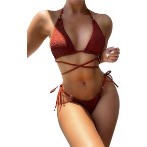 Women Sexy Rope Around Bikini Sets Two Piece Swimsuit Fashion Metal Ring Bathing Suit Swim Wear in Saudi Arabia
