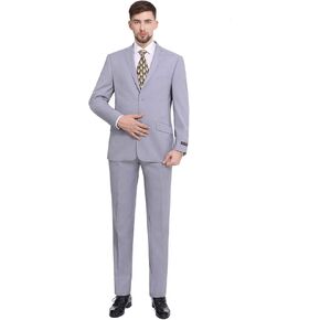 P&L Men's Suit Slim Fit 2 Piece for Business Wedding Prom Premium Jacket Blazer & Flat Pants Set