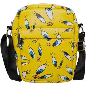 Looney Tunes Bag, Cross Body, with Looney Tunes Tweety Expressions Scattered, Yellow, Vegan Leather 8.0" x 6.5" in Saudi Arabia