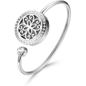 سوار ناشر الزيوت العطرية من شجرة الحياة قابل للتعديل من Cupimatch، سوار من الفولاذ المقاوم للصدأ CZ للعلاج بالروائح العطرية، مجموعة مجوهرات مكونة من 8 وسادات ملونة لهدايا النساء والفتيات in Kuwait