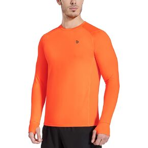 BALEAF Men's Long Sleeve Running Shirts with Thumbholes Quick Dry Athletic Shirt Workout Training Top