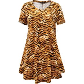 سترة نسائية كاجوال من DUYOHC برقبة على شكل حرف V وأكمام طويلة وطباعة حيوانات فضفاضة in Kuwait