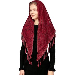 Wgior Triangle Flower Chapel Veils Catholic Latin Mass Head Covering Lace Scarf Mantilla Veils for Church