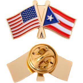 Puerto Rico State Lapel Pin Enamel with United States USA Souvenir Hat Men Women Patriotic (Double Flag Pin) in Saudi Arabia