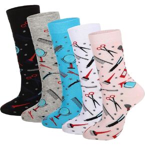 5 Pairs Funny Barber Socks Christmas Gifts Hairdresser Socks Hairdresser Gifts Hairstylist Women Men's Novelty Socks for Gifts Adult Occupation, 5 Colors, US 4.5-11.5 in Saudi Arabia