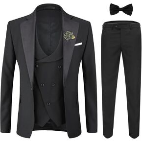 YFFUSHI Men's Slim Fit 3 Piece Suit One Button Blazer Vest Pants Wedding Prom Party Suits Set