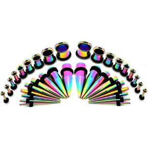 طقم نفق وأذن من الفولاذ المؤكسد من التيتانيوم - مجموعة مكونة من 36 قطعة من 14 جم إلى 00 جم in Kuwait