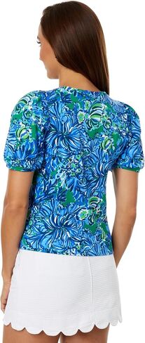بلوزة نسائية من Lilly Pulitzer Rhett Knit – محبوكة بطبعة زهور – رقبة دائرية – أكمام منتفخة Abaco Blue In Turtle Awe SM One Size in Saudi Arabia