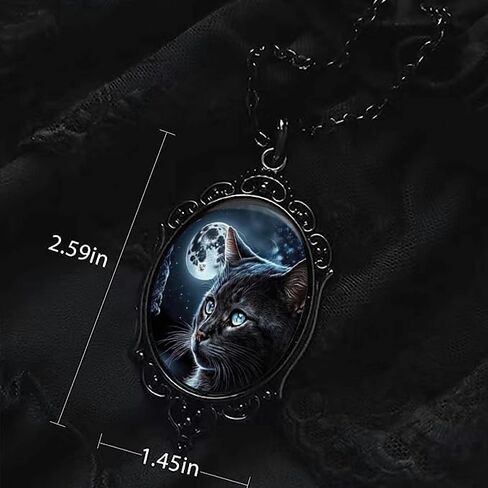 قلادة BaBakiak Cat Moon Cameo، قلادة معلقة من زجاج Cat Lake in Kuwait