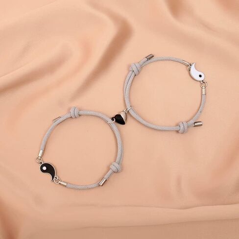 tenghong2021 2pcs Magnetic Couple Bracelets for Women Men, Sun and Moon Attraction Matching Bracelet Lover Gifts for Boyfriend Girlfriend Best Friend in Kuwait