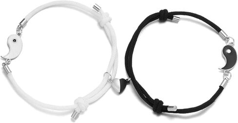tenghong2021 2pcs Magnetic Couple Bracelets for Women Men, Sun and Moon Attraction Matching Bracelet Lover Gifts for Boyfriend Girlfriend Best Friend in Kuwait