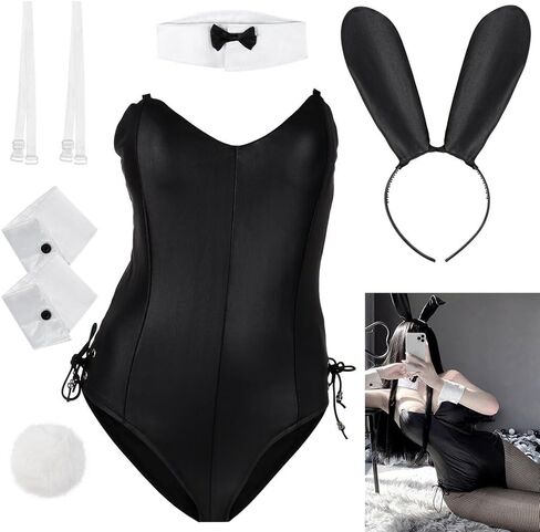 مجموعة أزياء COYLINK النسائية الأرنب فتاة Senpai التأثيرية، مجموعة جوارب طويلة شبكية من قطعة واحدة لفتاة الأرنب المتحركة (مقاس L) in Kuwait