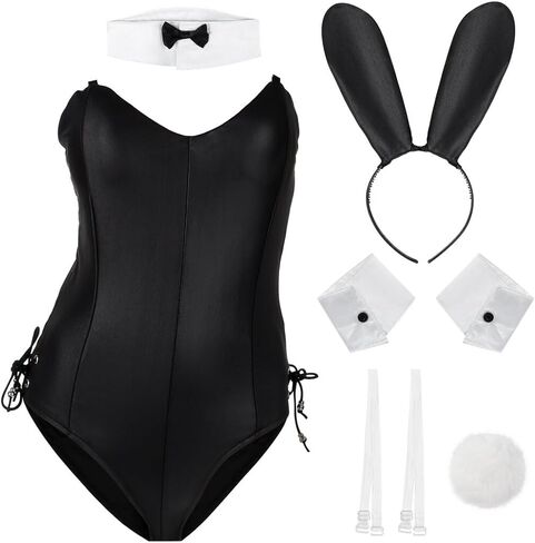 مجموعة أزياء COYLINK النسائية الأرنب فتاة Senpai التأثيرية، مجموعة جوارب طويلة شبكية من قطعة واحدة لفتاة الأرنب المتحركة (مقاس L) in Kuwait