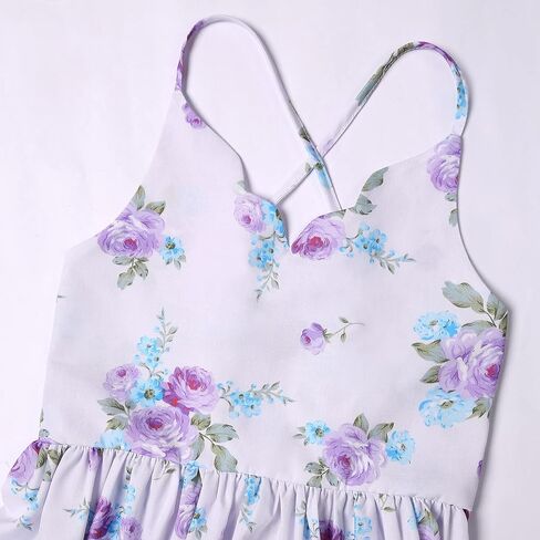 binboll Girls Dress Casual Clothes Above Knee Floral Printed Dresses Backless Summer Dresses in Kuwait