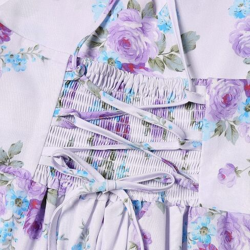 binboll Girls Dress Casual Clothes Above Knee Floral Printed Dresses Backless Summer Dresses in Kuwait