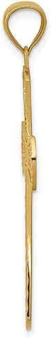 Diamond2Deal 14k Yellow Gold Diamond-cut Filigree Cross Pendant Fine Jewelry for Women in Saudi Arabia