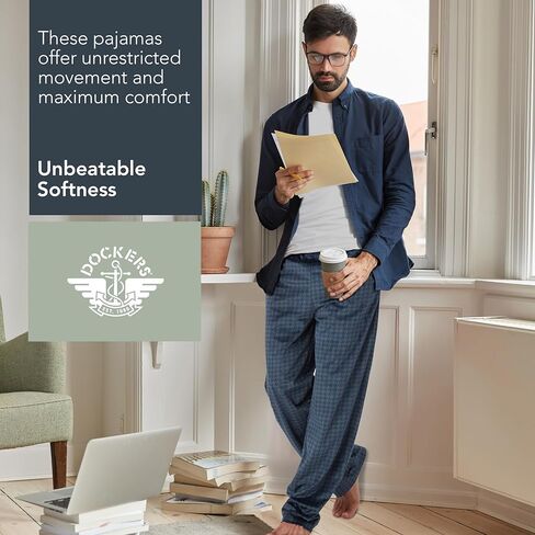 Dockers Fleece Pajama Pants for Men, 2 Pack Lounge Sleepwear PJs with Pockets in Kuwait