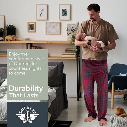 Dockers Fleece Pajama Pants for Men, 2 Pack Lounge Sleepwear PJs with Pockets in Kuwait