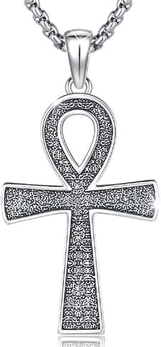 AUDINCEED عنخ الصليب قلادة 925 الفضة الاسترليني عنخ قلادة الصليب قلادة تميمة قلادة المجوهرات المصرية القديمة المجوهرات الأفريقية هدية للرجال النساء in Kuwait