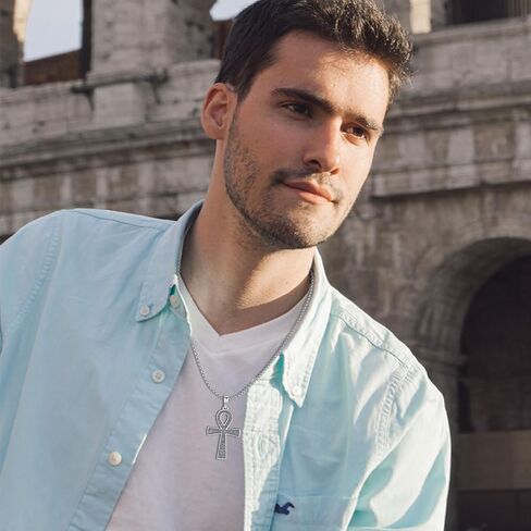 AUDINCEED عنخ الصليب قلادة 925 الفضة الاسترليني عنخ قلادة الصليب قلادة تميمة قلادة المجوهرات المصرية القديمة المجوهرات الأفريقية هدية للرجال النساء in Kuwait