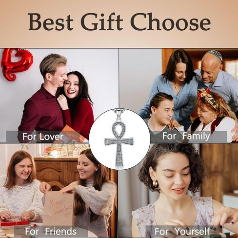 AUDINCEED عنخ الصليب قلادة 925 الفضة الاسترليني عنخ قلادة الصليب قلادة تميمة قلادة المجوهرات المصرية القديمة المجوهرات الأفريقية هدية للرجال النساء in Kuwait