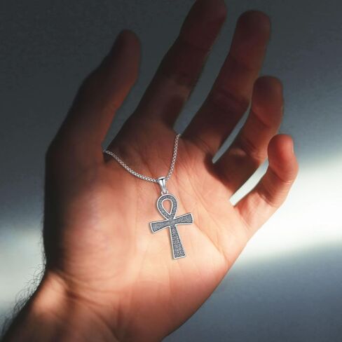 AUDINCEED عنخ الصليب قلادة 925 الفضة الاسترليني عنخ قلادة الصليب قلادة تميمة قلادة المجوهرات المصرية القديمة المجوهرات الأفريقية هدية للرجال النساء in Kuwait