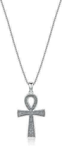 AUDINCEED عنخ الصليب قلادة 925 الفضة الاسترليني عنخ قلادة الصليب قلادة تميمة قلادة المجوهرات المصرية القديمة المجوهرات الأفريقية هدية للرجال النساء in Kuwait