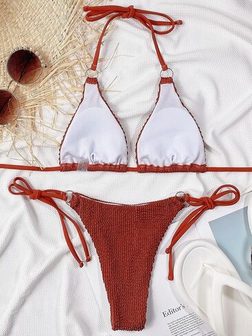 Women Sexy Rope Around Bikini Sets Two Piece Swimsuit Fashion Metal Ring Bathing Suit Swim Wear in Kuwait