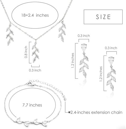 3UMeter Jewelry Sets for Women Necklace Earrings Bracelet Set White Gold Plated Jewelry Set with White AAA Cubic Zirconia for Women Wedding Jewelry for Bride Bridesmaid in Saudi Arabia