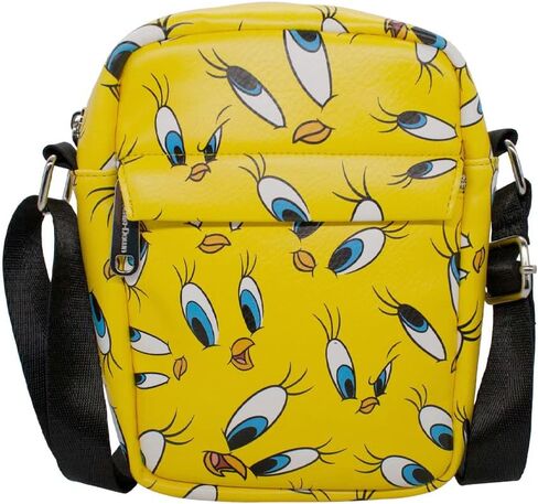 Looney Tunes Bag, Cross Body, with Looney Tunes Tweety Expressions Scattered, Yellow, Vegan Leather 8.0" x 6.5" in Saudi Arabia