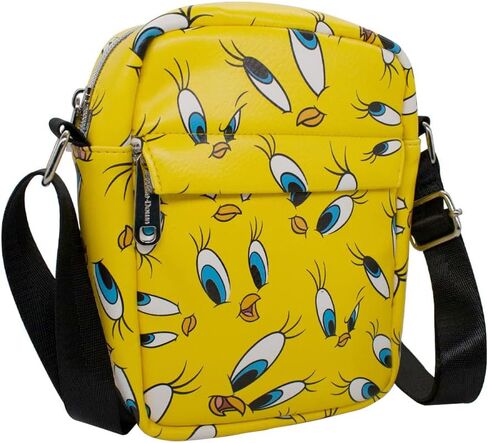 Looney Tunes Bag, Cross Body, with Looney Tunes Tweety Expressions Scattered, Yellow, Vegan Leather 8.0" x 6.5" in Saudi Arabia