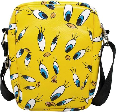 Looney Tunes Bag, Cross Body, with Looney Tunes Tweety Expressions Scattered, Yellow, Vegan Leather 8.0" x 6.5" in Saudi Arabia