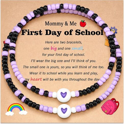 PPJew Back to School Bracelets Mommy Mama and Me Bracelets Mother Daughter First Day of School Gifts for Daughter Girls in Kuwait