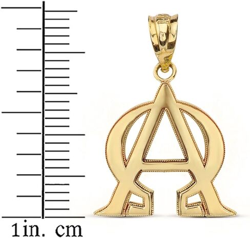 Solid 14k Yellow Gold Alpha and Omega Christian Symbols Charm Pendant in Saudi Arabia
