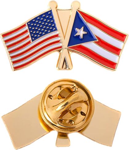 Puerto Rico State Lapel Pin Enamel with United States USA Souvenir Hat Men Women Patriotic (Double Flag Pin) in Saudi Arabia