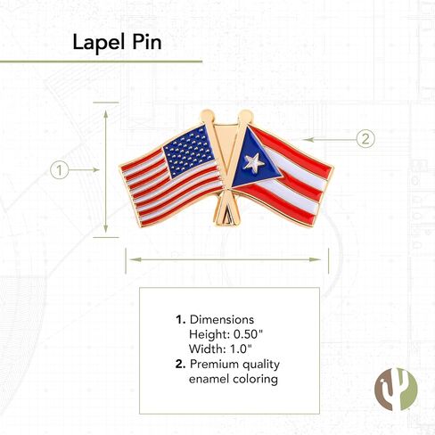 Puerto Rico State Lapel Pin Enamel with United States USA Souvenir Hat Men Women Patriotic (Double Flag Pin) in Saudi Arabia