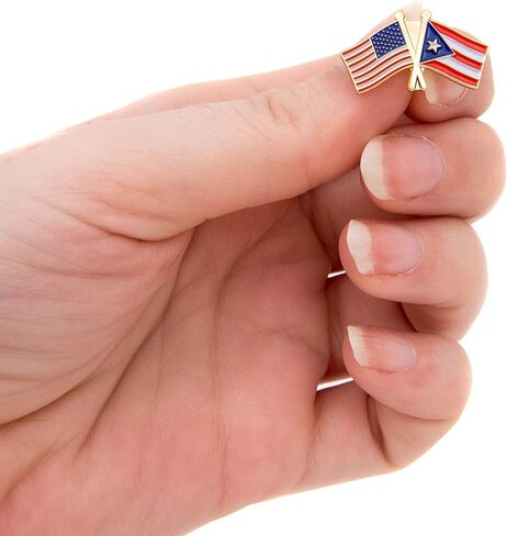 Puerto Rico State Lapel Pin Enamel with United States USA Souvenir Hat Men Women Patriotic (Double Flag Pin) in Saudi Arabia