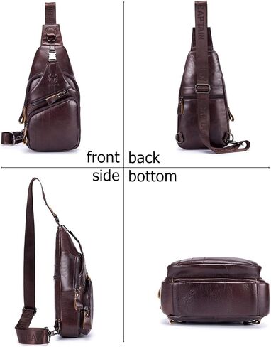 BULLCAPTAIN Leather Men Sling Bag Casual Crossbody Chest Bags Travel Daypack in Saudi Arabia