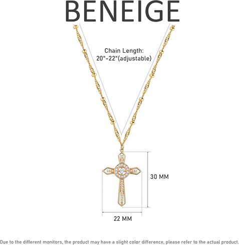 BENEIGE الذهب الصليب قلادة 18K مطلية بالذهب لذيذ بسيط مكعب الزركون سلسلة سلتيك الصليب قلادة قلادة مجوهرات للنساء الرجال in Kuwait