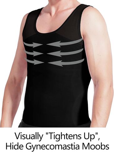 Rheane Chest Compression Shirt, Gynecomastia Compression Shirts Compression Tank Top Men Mens Slimming Undershirt Bras for Men (Black Black M) in Saudi Arabia