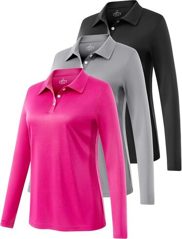 Ullnoy Lightweight Golf Shirts for Women Moisture Wicking Long Sleeve Polo Shirt Women Quick Dry Activewear Golf Tops Pack in Saudi Arabia