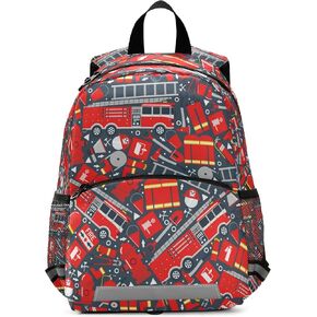 Fisyme Fire Trucks Helicopter Airplane Backpack Schoolbag Kids Daypack Toddler Travel School Bag Small Mini Backpacks for Kindergarten Preschool Nursery Children Boys Girls with Chest Strap in Kuwait