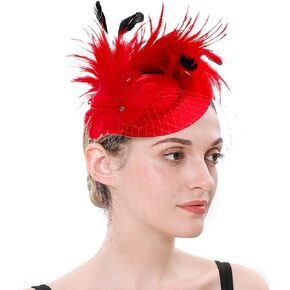 خمر الفاسناتور 20s 50s ديربي قبعة زهرة الحجاب علبة مستديرة قبعة شعر ريشي اصطناعي مشبك عقال حفل زفاف الشاي قبعة للنساء in Kuwait