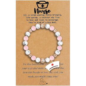 INENIMARTJ Nurse Bracelet Gifts for Women Natural Stone Bracelet for Nurses Stethoscope RN Nurse Appreciation Bracelets Nursing School Practitioner Gifts for Teen Girls