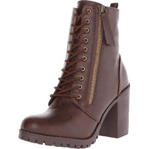 Soda Women's Malia Faux Lace Up Chunky Lug Sole Combat Boot in Kuwait