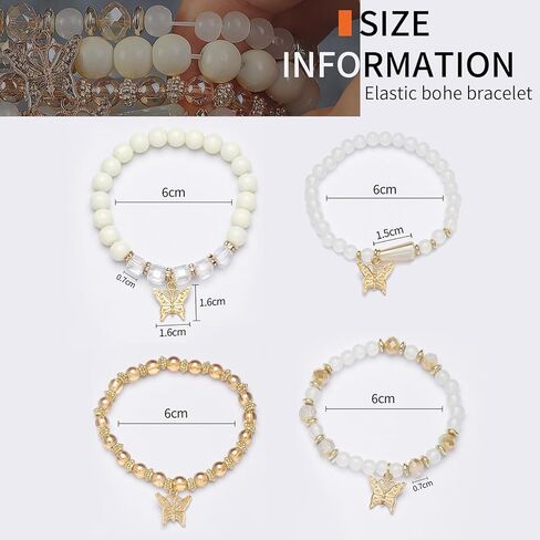 Ridmay Boho Stretch Bracelets for Women Girls，Stackable Crystal Beaded Bracelet Set Bohemian Muti-Layered Jewelry Colorful Hippie Gift for Women Girlfriend Valentine's Day in Kuwait